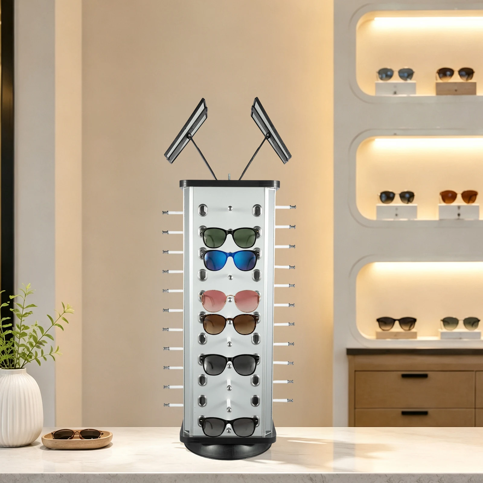 Eyeglasses Display Stand 44 Pairs Aluminum Composite Panels 23*86cm for Fashion Accessory Store