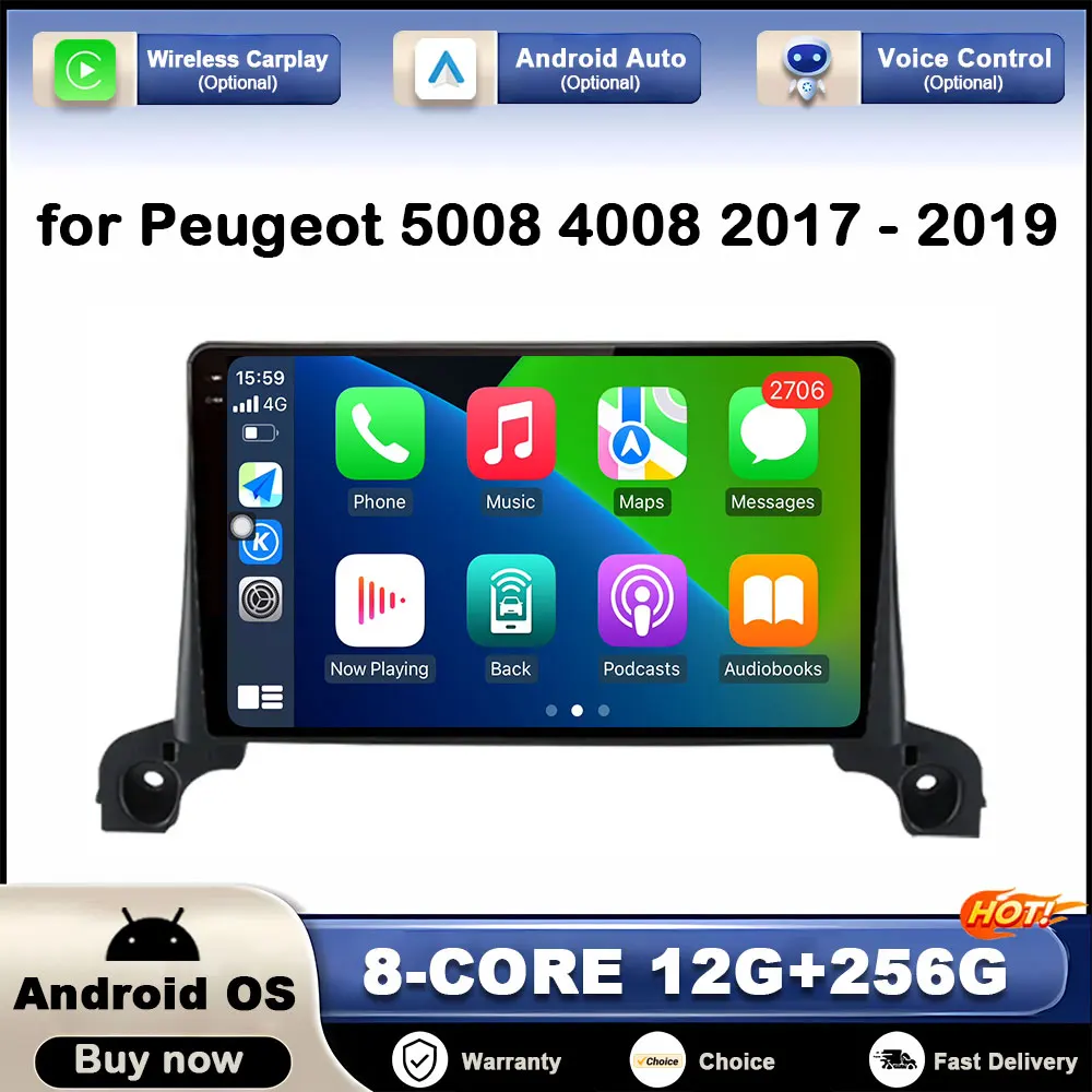 

GPS Navi for Peugeot 5008 4008 2017 2018 - 2019 Car Video Multimedia Player Android Auto Touch Screen DSP Stereo Head Unit WiFi