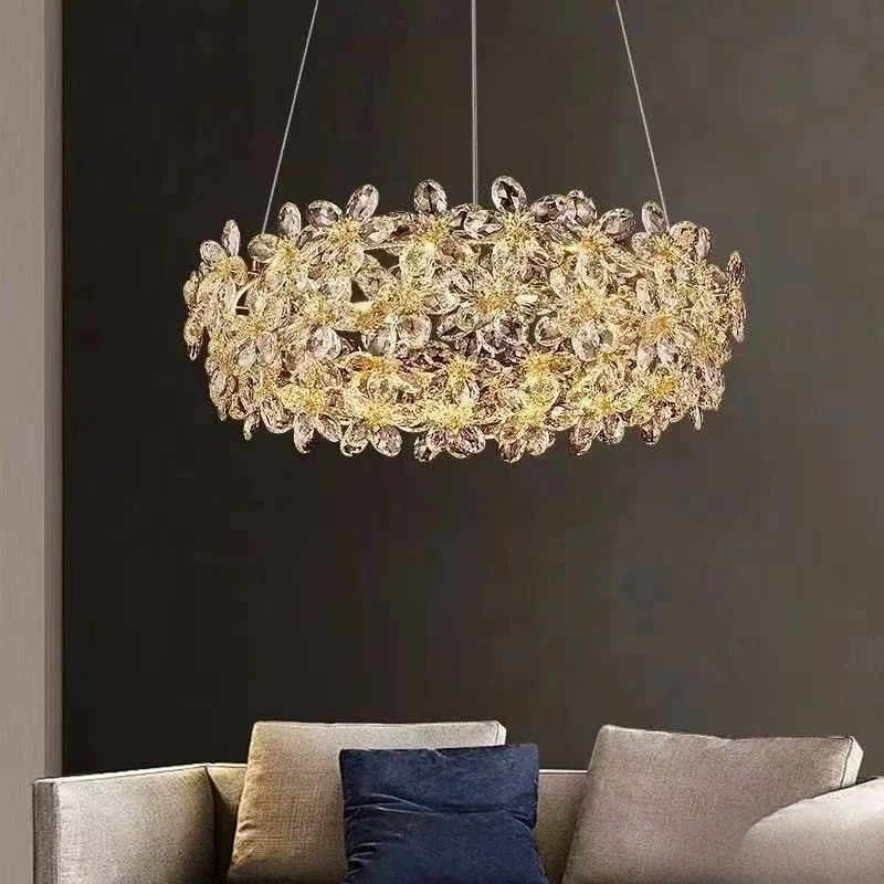 

2025 Luxury K9 Combination Long bar Crystal Chandelier Pendant Lamp Luster Ceiling Light Dimmable for Hotel villa restaurant