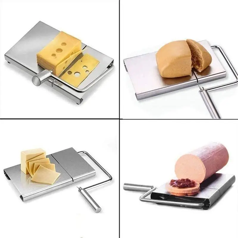 

Sausage Ham Cutter Stainless Steel Cheese Slicer Cutting Board With 6Pcs Wire Cutter Kitchen Gadgets