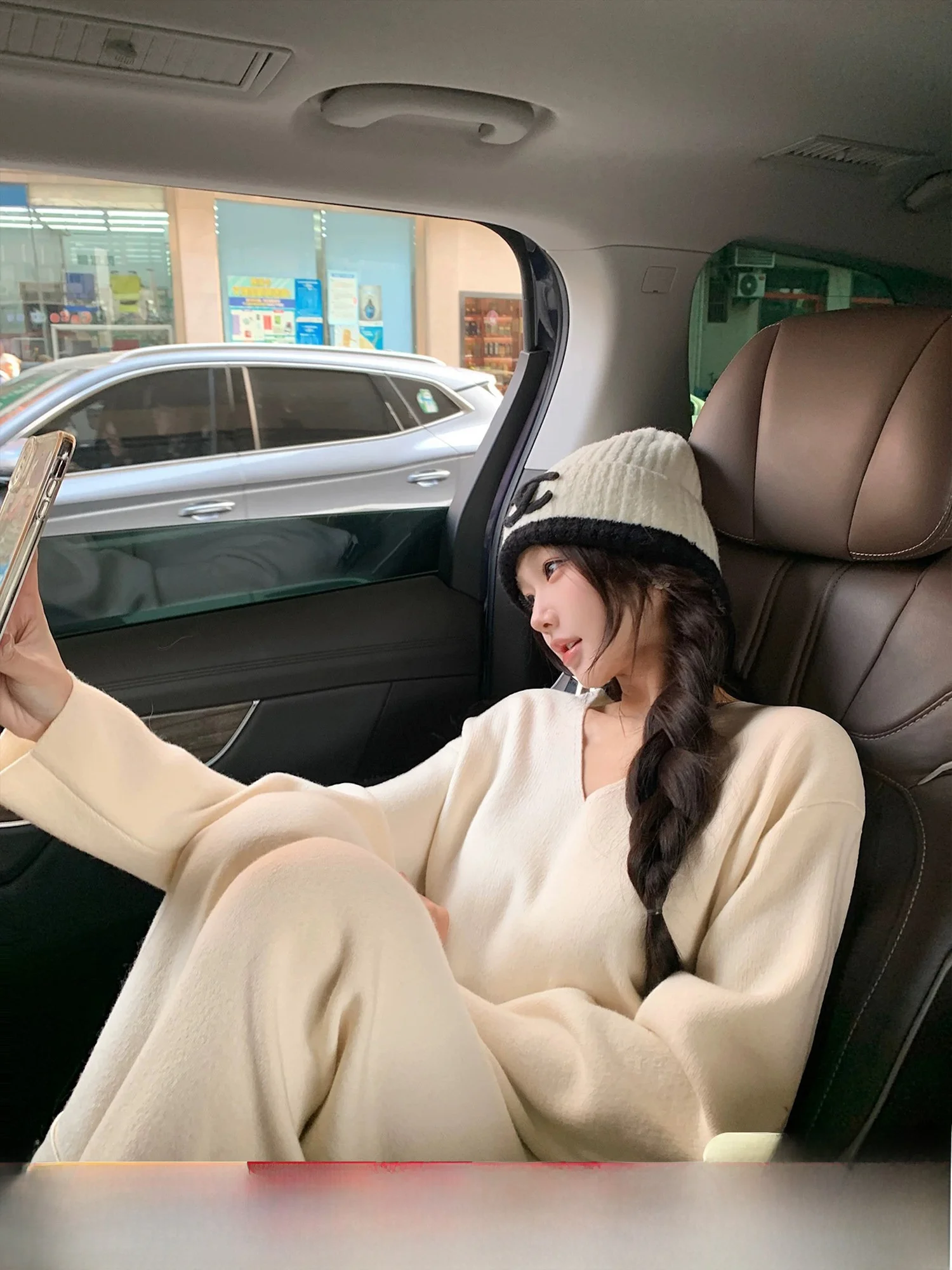 

Lilylikes R0W High nce Aesthetic Camere Wool Knitted Top Bot Set Winter Faion mat Sle Women's Ensemble