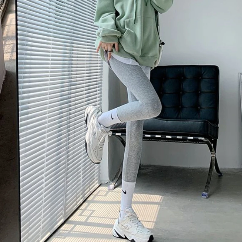 Legginsy damskie Skinny Push Up Legging Jesień Zima Średni stan Elastyczność Moda College Utrzymuj ciepło Spodnie rekreacyjne do ćwiczeń