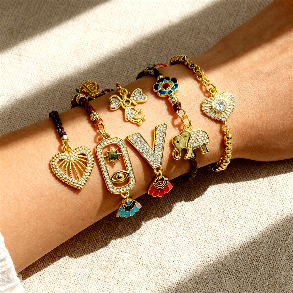 

2Pcs Pendants Cz Zircon Evil Eye Star Elephant Heart Angel Charms for DIY Necklace Bracelet Jewelry Making Fashion Accessory