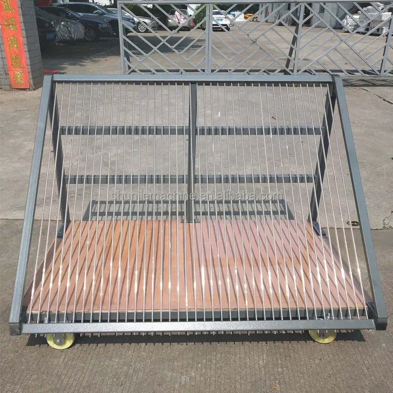 عربة تخزين زجاجية عازلة بسيطة، رفوف تخزين صفائح زجاجية في مصنع الزجاج #4