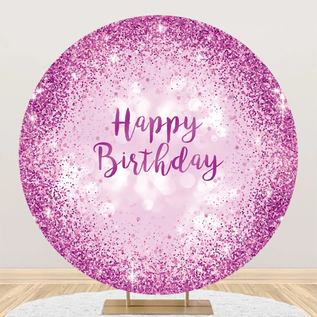 Laeacco Glitter Sequin Round Backdrop Luxurious Blue Gorgeous Floral Kids Adults Birthday Portrait Custom Photography Background