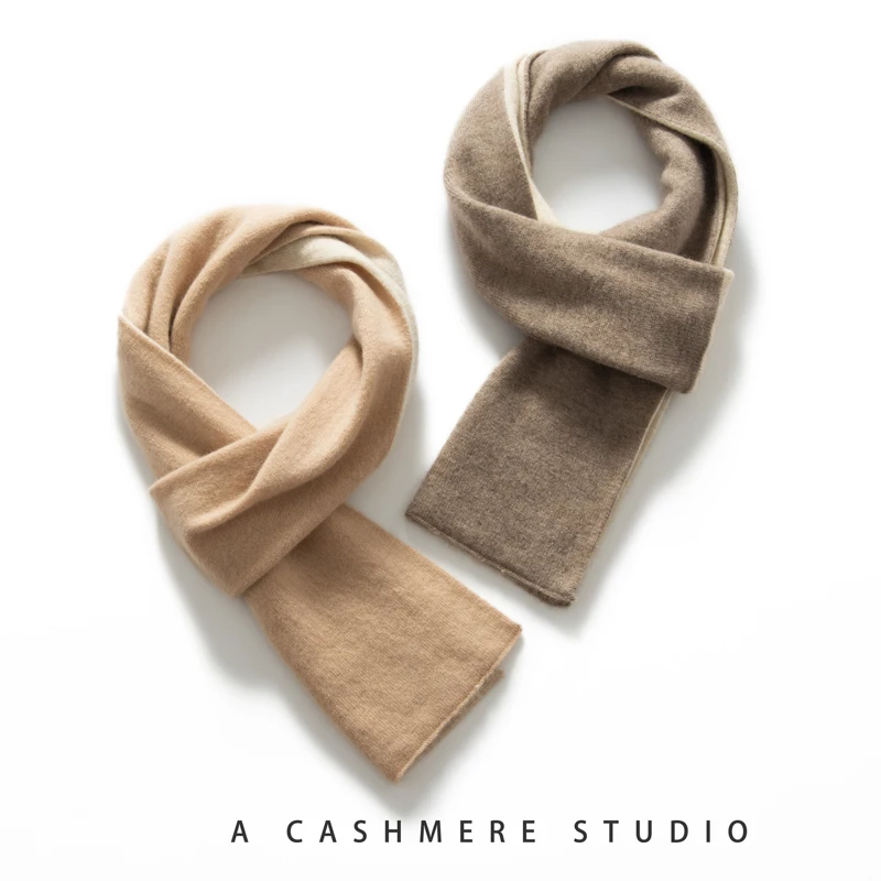 LHZSYY New Hot Men and Women 100% Cashmere Unisex Perforated Scarf Patchwork Color Fashion Scarf For Winter Outdoor Warm Scarf