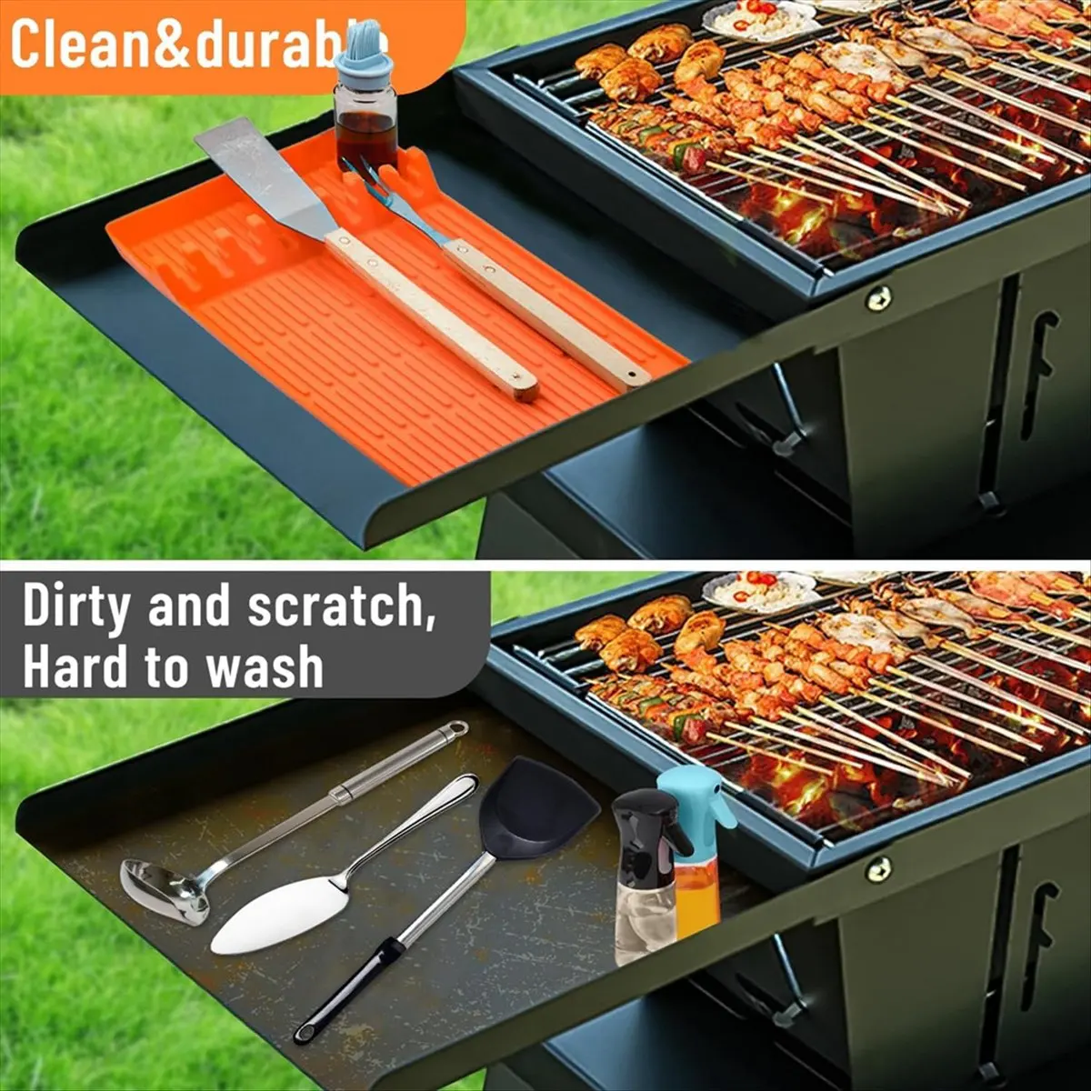 M10K Silicone Grill Pad for Outdoor Grill Kitchen Counter, Food Griddle Mat, BBQ Grill Mats, Baking Mats, Grill Prep Trays