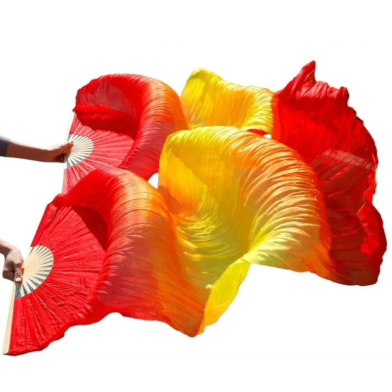 100% Echte Zijde Fans 1 Paar Buikdans Zijde Fans Klassieke Maat Bamboe Ribben Zijde Fans Dansvoorstelling Props Aangepaste Groothandel