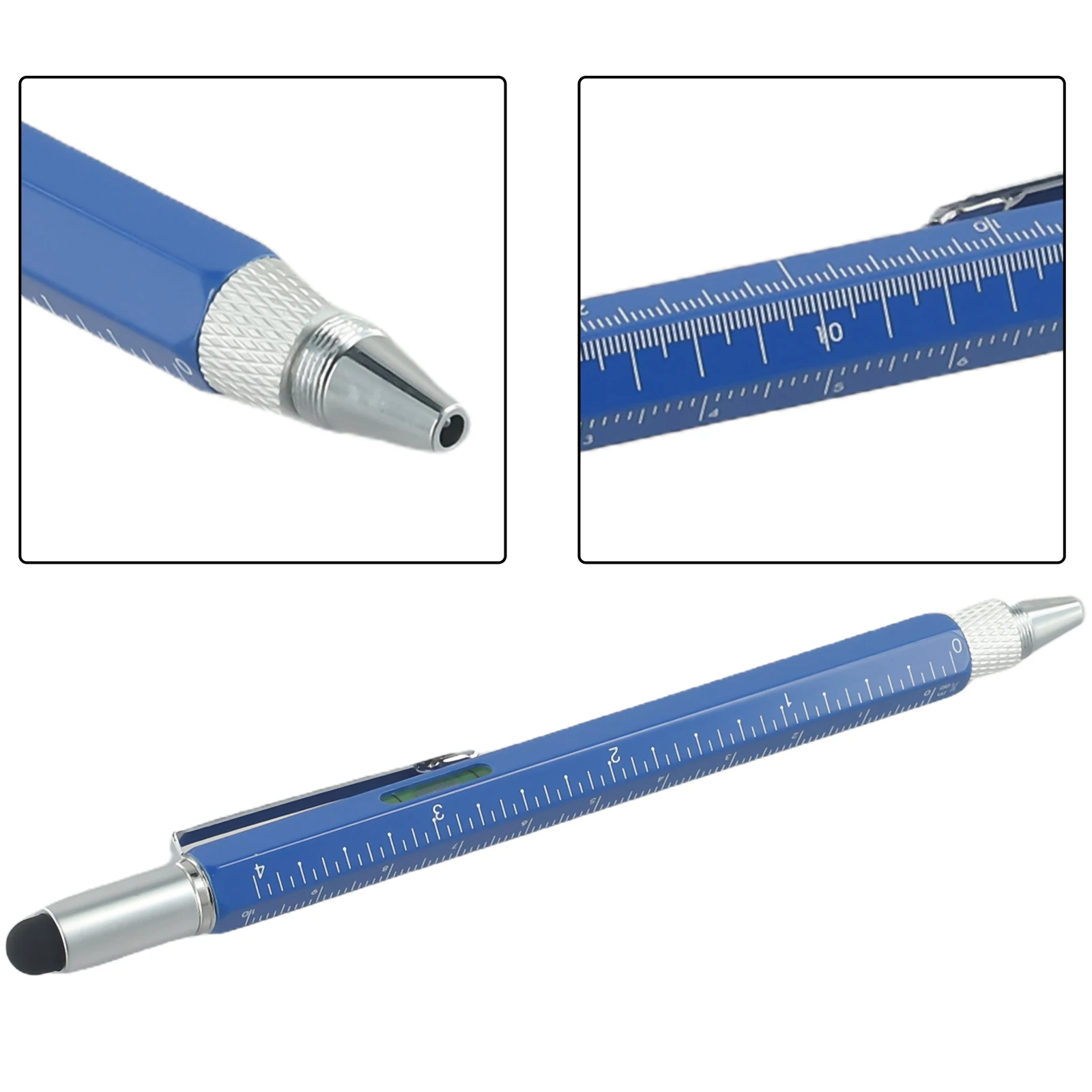 6 In 1 Multifunctional Tool Pen Screen Stylus 14.9*1CM Bubble Level Flat / Cross Screwdriver Refillable Refills