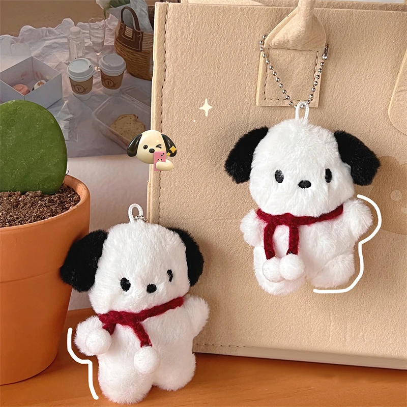 Cartoon Sanrio Plush Keychain Kawaii Pochacco Anime Pendant Key Ring Cute Children Girls Jewelry Birthday Christmas Gifts