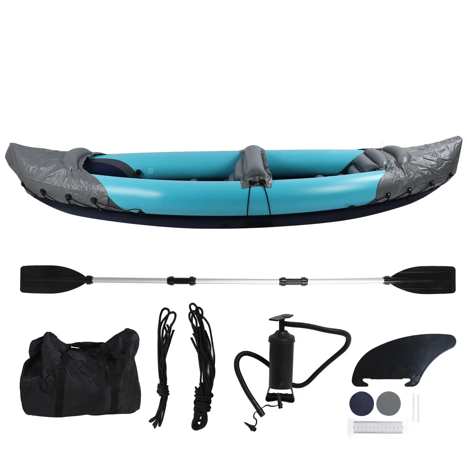 

2 Person Foldable Kayak Portable Sunlight Protection Thickened PVC Inflatable Canoe For Fishing Rafting Boating Double Person