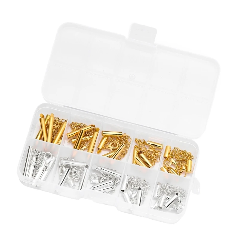 HXBF Jewelry Findings with Clasp and Extender Chains in Storage Box