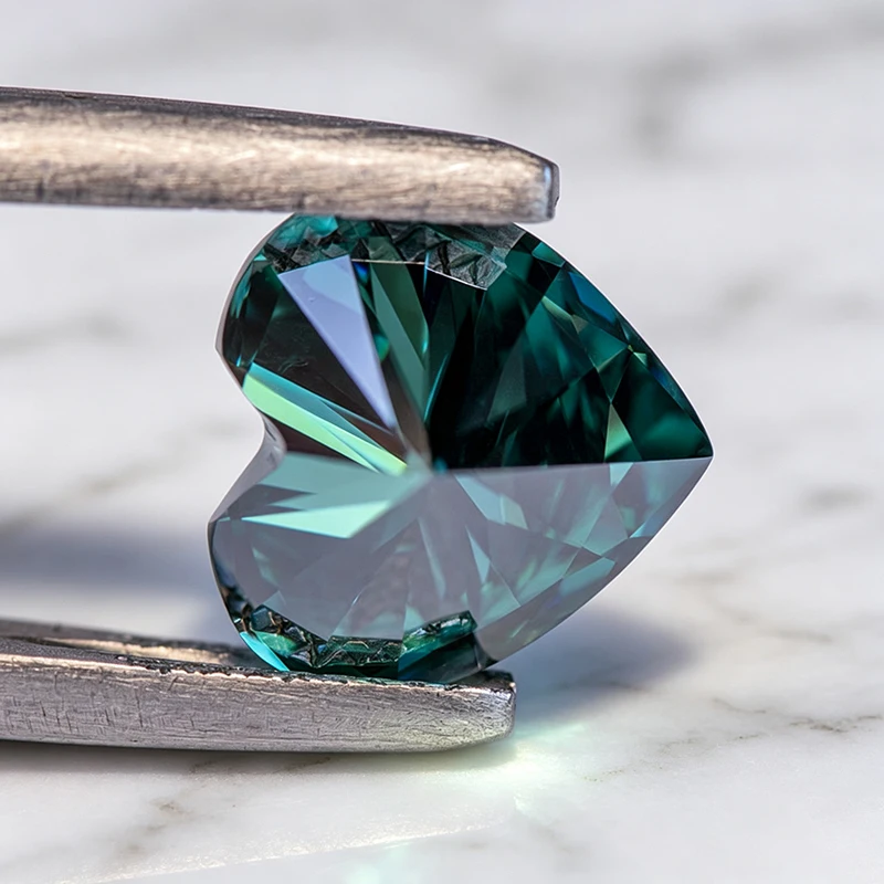 Moissanit-Stein Natürlicher Smaragdgrüner Herzschliff-Edelstein für DIY-Schmuck, Ringe, Ohrringe, Herstellungsmaterialien mit Zertifikat – Detail 6