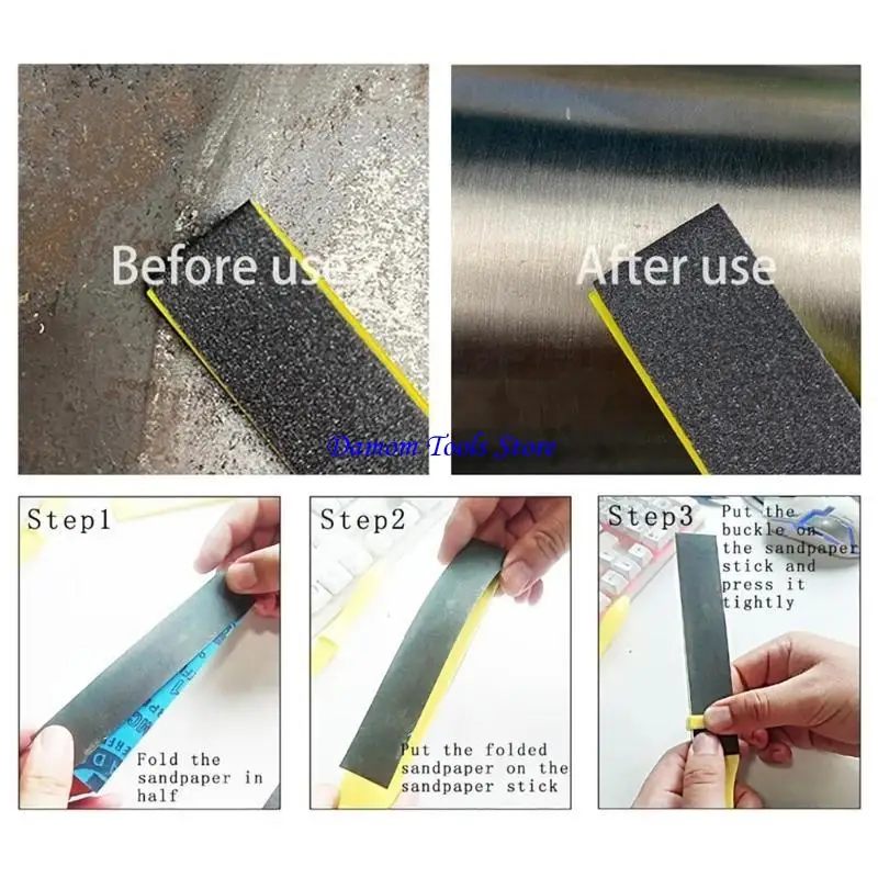 57BE 4Pcs Abrasives Plastic Straight Roll Manual Sandpaper Sanding