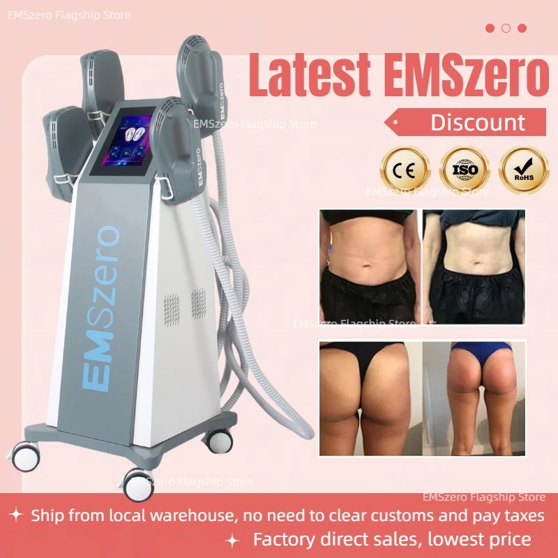EMSzero 6500W EMS Body Slimminng Machine Professional Electromagnetic Fat Removal Btromagnetic Stimulate  4 Handle