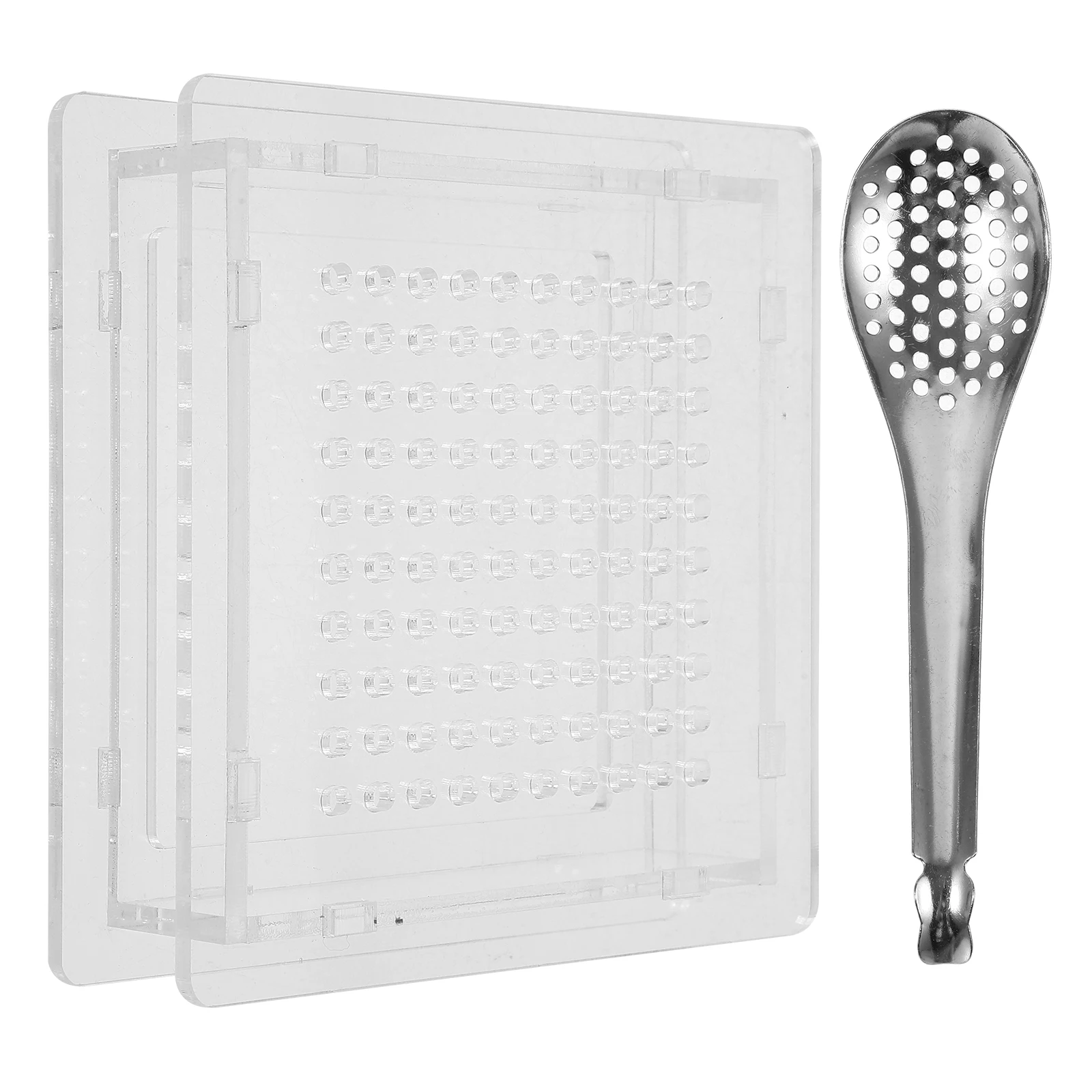 

Caviar Dispenser Box 100 Holes Reusable Plastic Stainless Steel Transparent Mold Easy Release Safe Skin-Friendly Easy