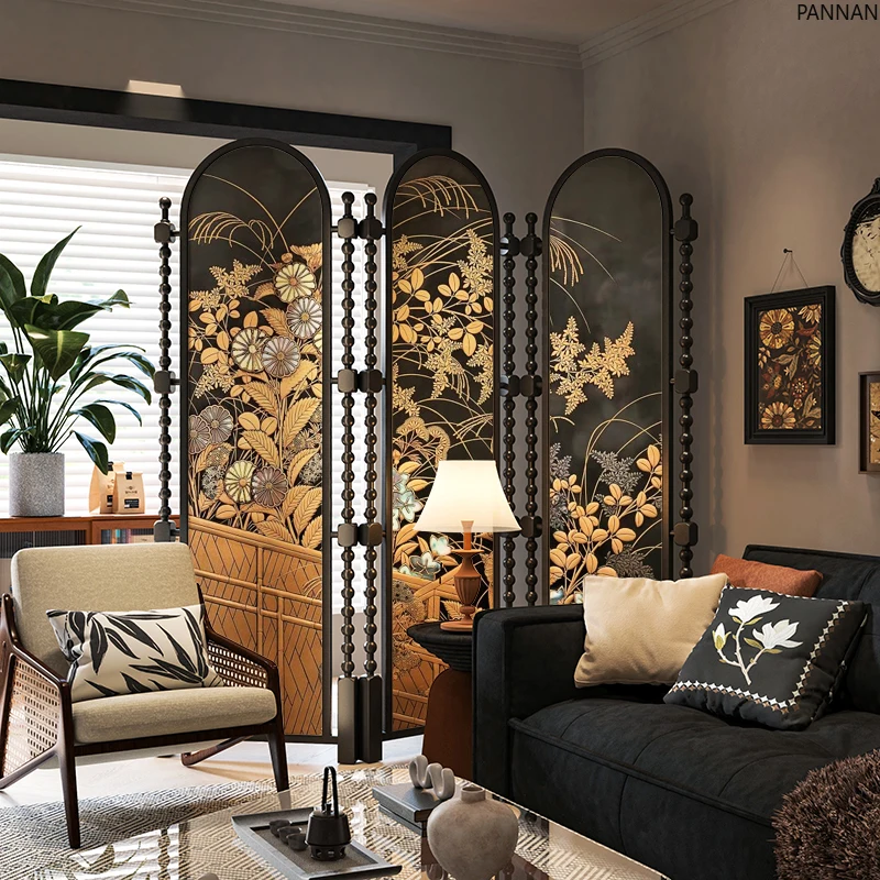 

French medieval screen partition living room modern simple foldable mobile block background