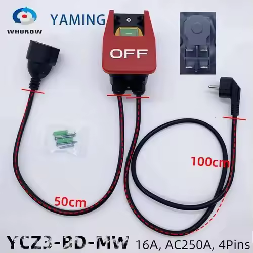 220V-250VAC Single Phase Safety ON-OFF Electromagnetic Switch Wire Plug Socket For Machine Lathe Milling Table Cutter YCZ3-BD - Image 8