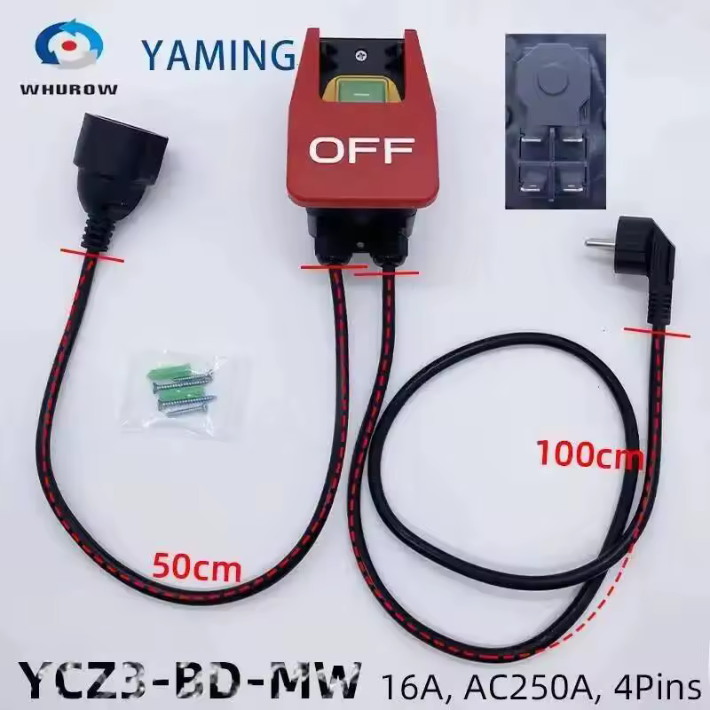 220V-250VAC Single Phase Safety ON-OFF Electromagnetic Switch Wire Plug Socket For Machine Lathe Milling Table Cutter YCZ3-BD - Image 8