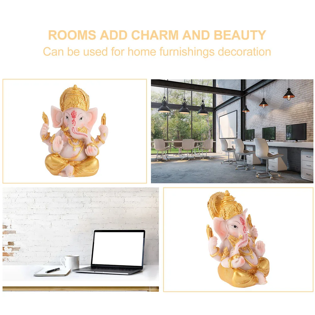 

2 Pcs Living Room Decoration Hindu Elephant God Figurines Feng Shui Ornament Figure Sculpture Home