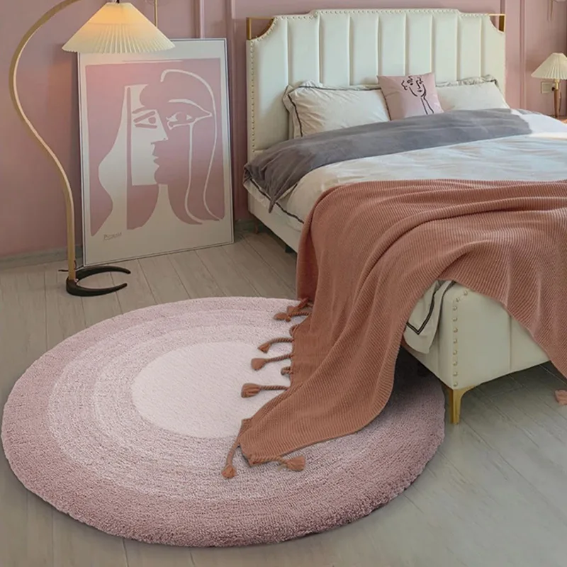 VIKAMA Round Carpet Living Room Antique French Waterproof Closet Dressing Table Vintage Bedside Coffee Table Blanket Home Decor