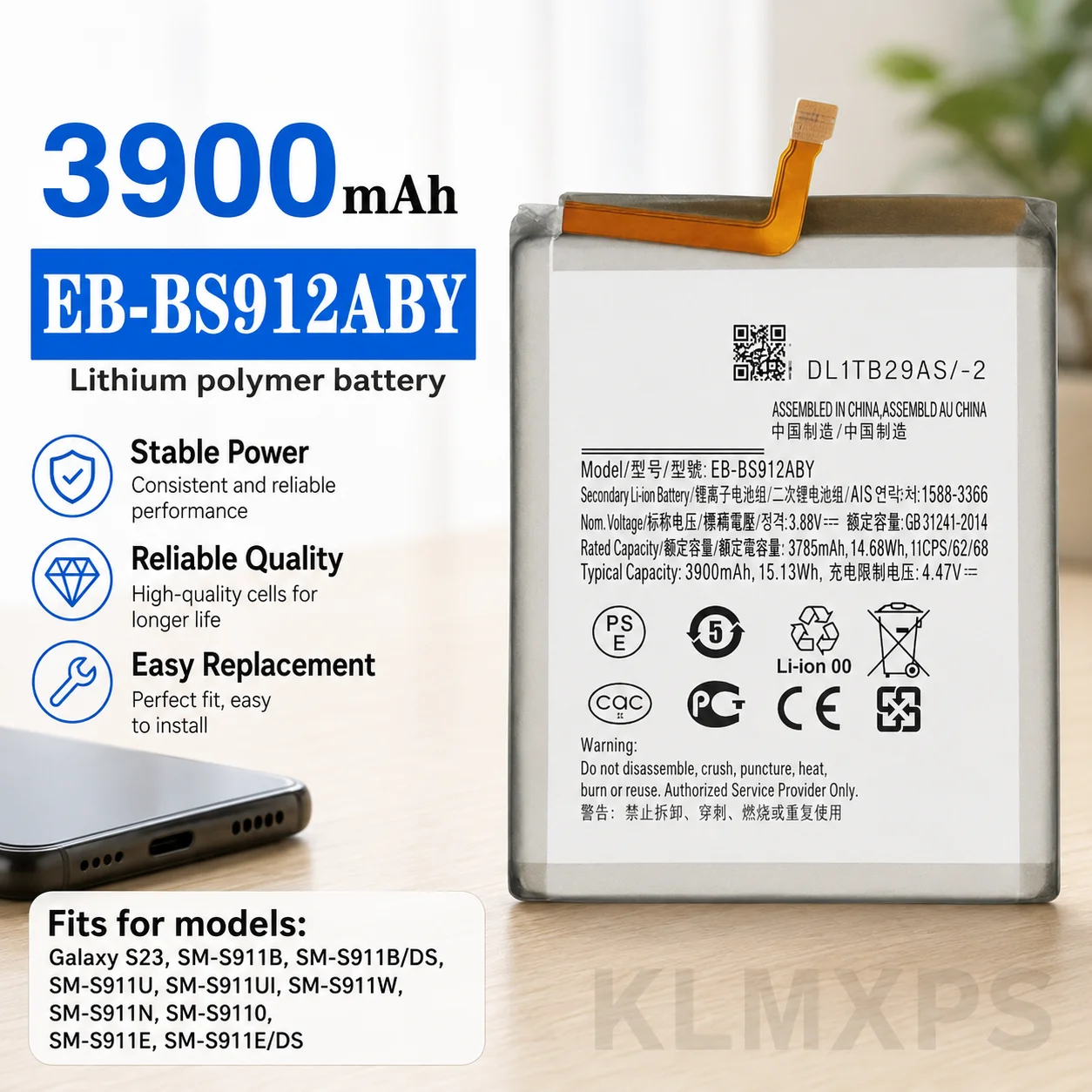 High Quality Replacement Battery EB-BS912ABY EB-BS711ABY For Samsung Galaxy S23/S23 Plus / S23 Ultra 5G / S23 FE