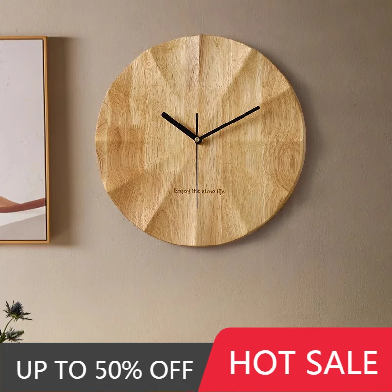 Nordic Wall Clocks Silent Wooden Wall Clock Modern Classic Clock Decoration For Living Room Watches Interior Ornaments Objects