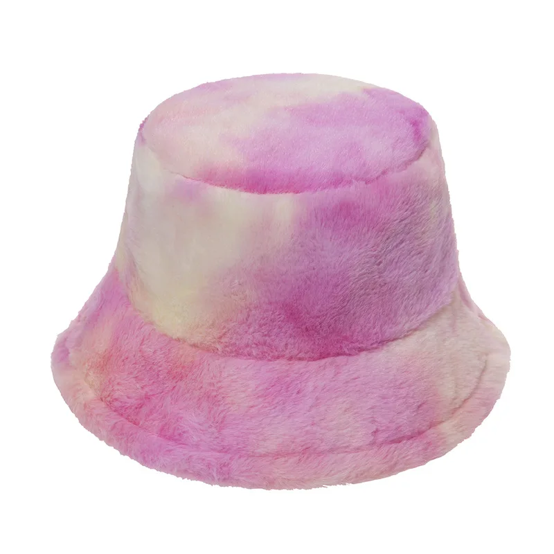 

Plush Bucket Hat Rainbow Color Winter Warm Fisherman Cap for Women Girls Cute Korean Style Fashion Outdoor Winter Headwear