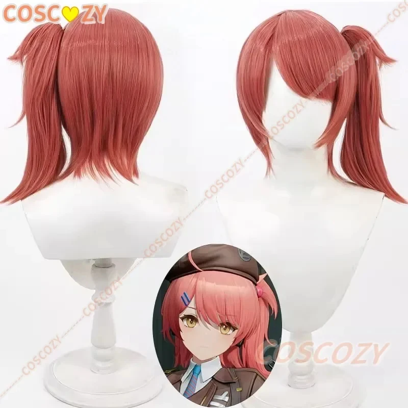 ABC123CosplayGame Girls Frontline 2 Cheeta Pelucas de Cosplay de 30 cm, Peluca de Cola de Caballo Roja Naranja Mixta, Resistente al Calor, Sintética Ha3'd,5;h.9/