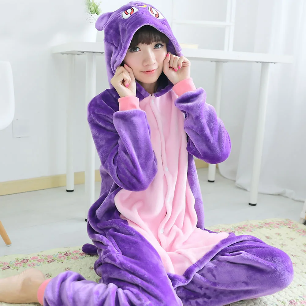 Kigurumi Katze Stram pler Erwachsene Kinder ein Stück Pyjama Tier Cartoon Decke Nachtwäsche Anime Cosplay Kostüm Winter Flanell Jumps uits