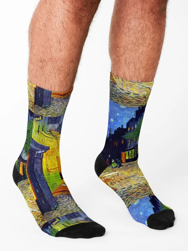 Cafe Terrace at Night - Van Gogh Socks hiking moving stockings kawaii Thermal man winter Socks For Women Men's