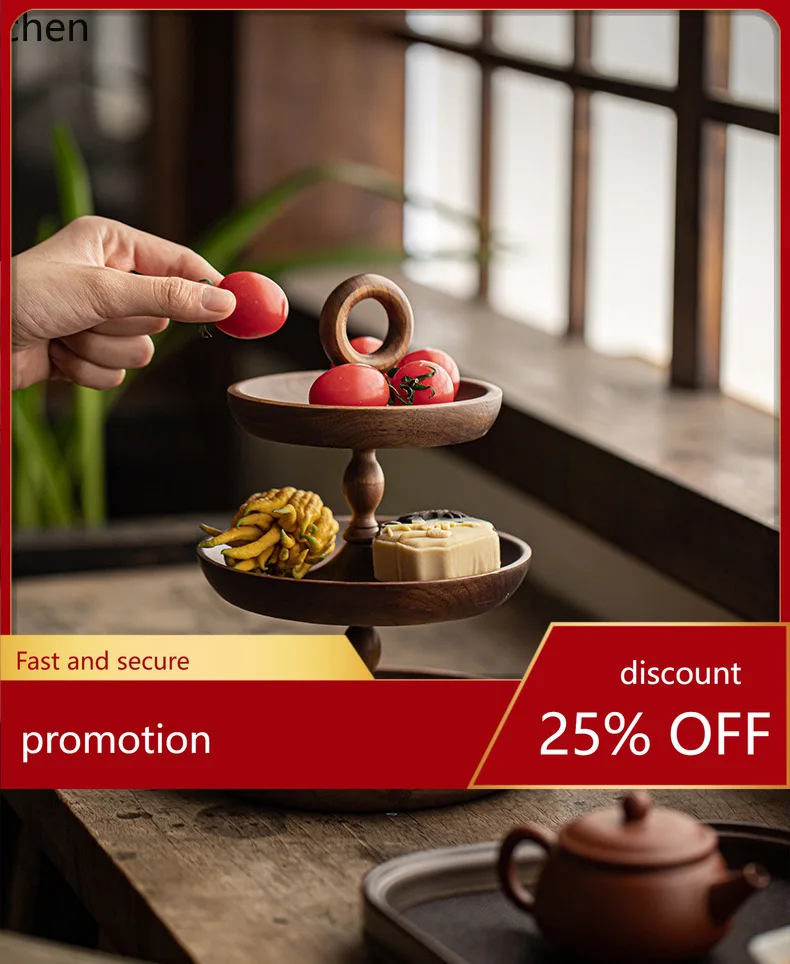 

Zml solid wood tea tray - chinese style solid wood fruit plate, snack dish, home tea & candy tray