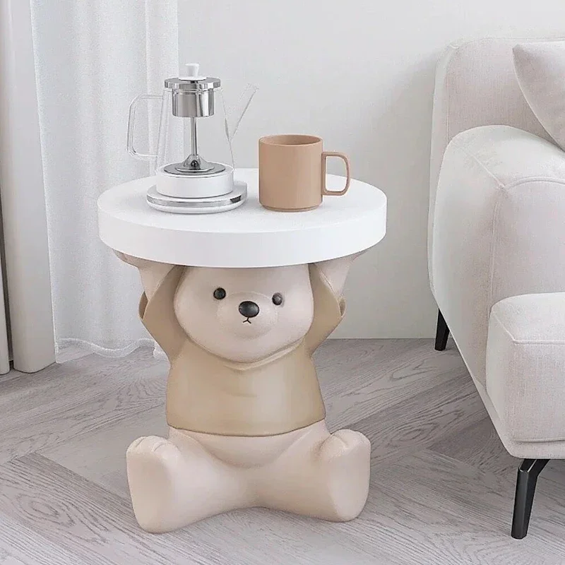 Vigorous Bear Floor Decor Home Creative Bed Side Table Animal Statue Round Small Table Coffee Table Relocation New Home Gift