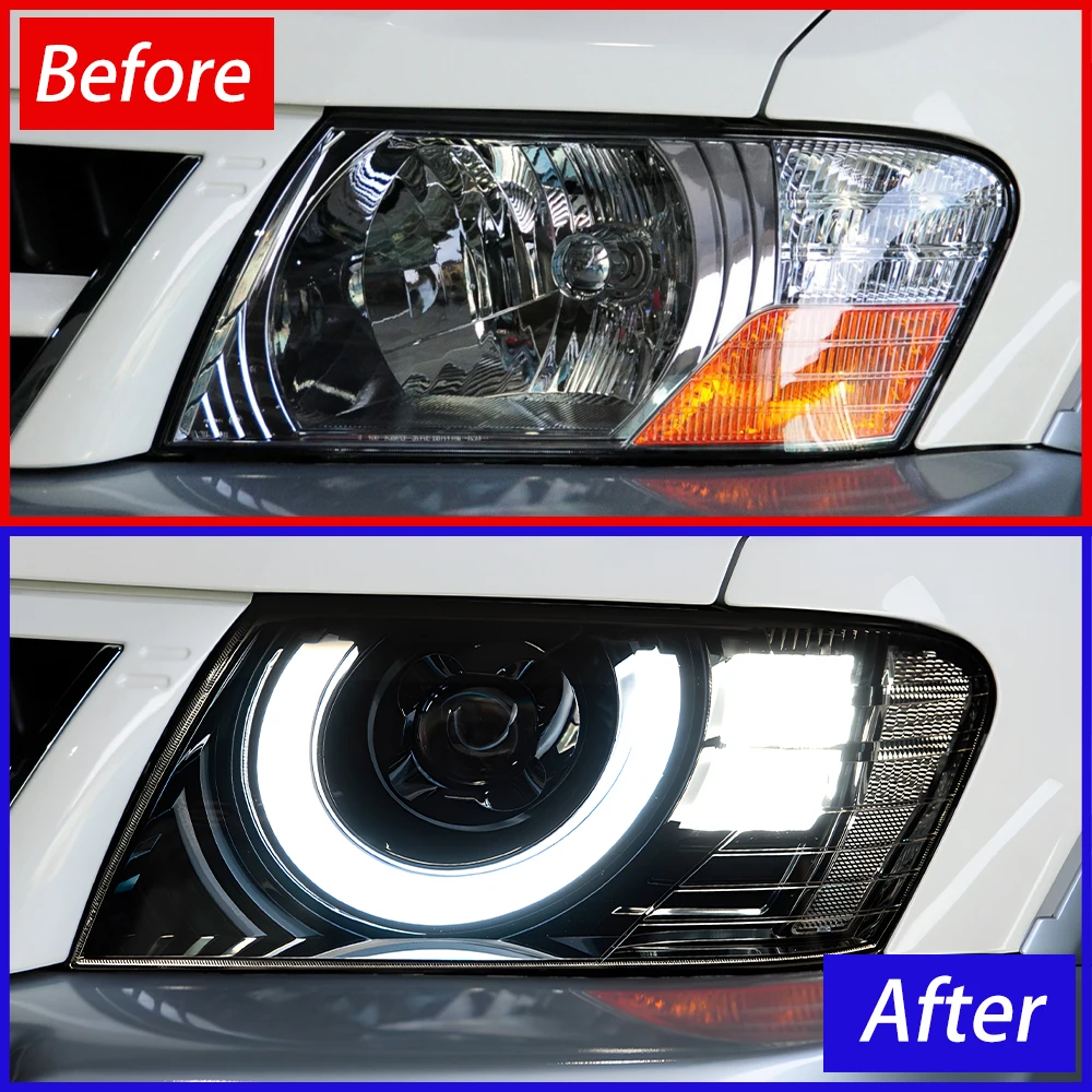 For Mitsubishi Pajero V73 2004-2014 LED Auto Headlights Assembly Upgrade Defender style Dynamic Projector Lens Car Accessories