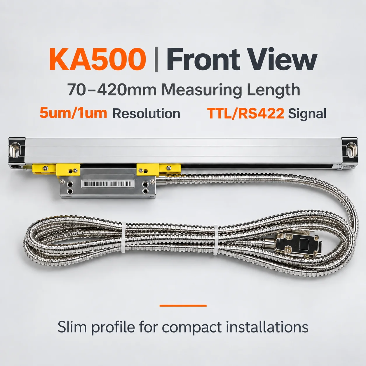 SINO KA500 Linear Encoder Slim KA-500 70-420mm Travel 5um 1um TTL RS422 Signal KA500 Mini  Optical Glass Scale for Machines