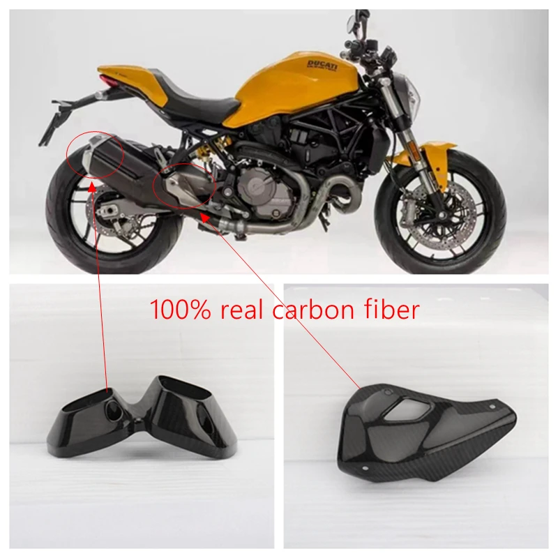 

Motorcycle Exhaust Pipe Carbon Fiber Protector Heat Shield Cover Guard Anti-scalding Cover For Ducati 821 2018-2021