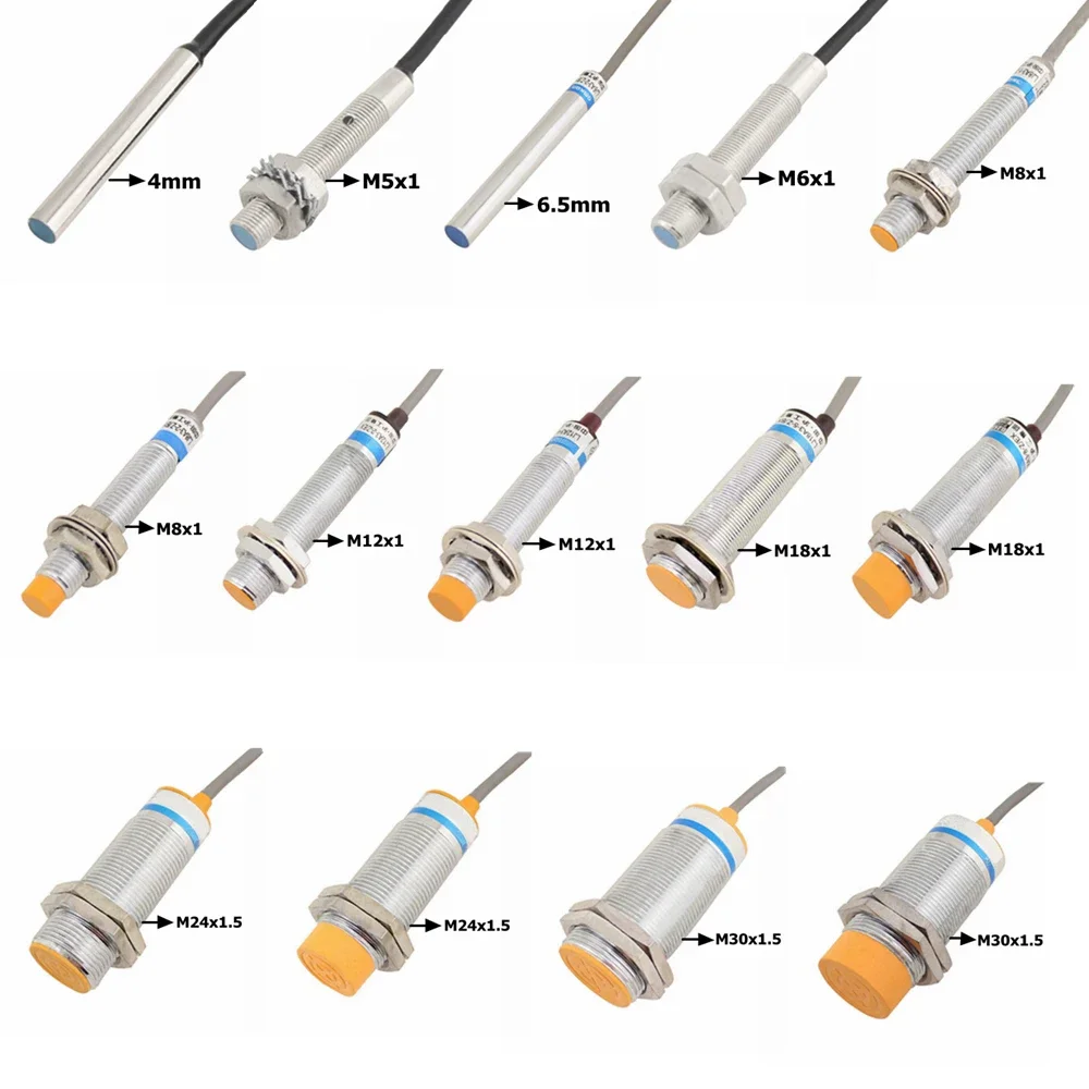 Inductive Proximity Sensor Switch Detect Metal Sensor Switches AC DC NPN PNP NO NC 1-15mm Detection Distance Automation Sensing