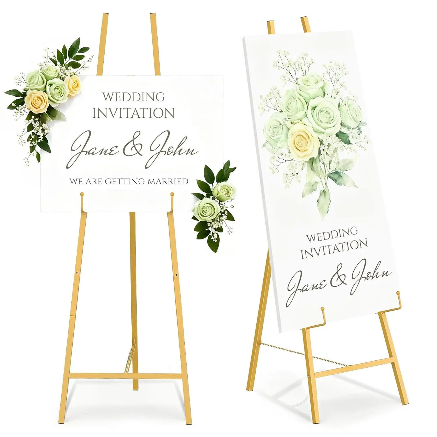 

Набор из 2-х подставок для приветственных табличек, 57,5 дюймов, сверхпрочный мольберт для демонстрации картин с регулируемой высотой и цепью для картин, плакатов, дней рождения и вечеринок