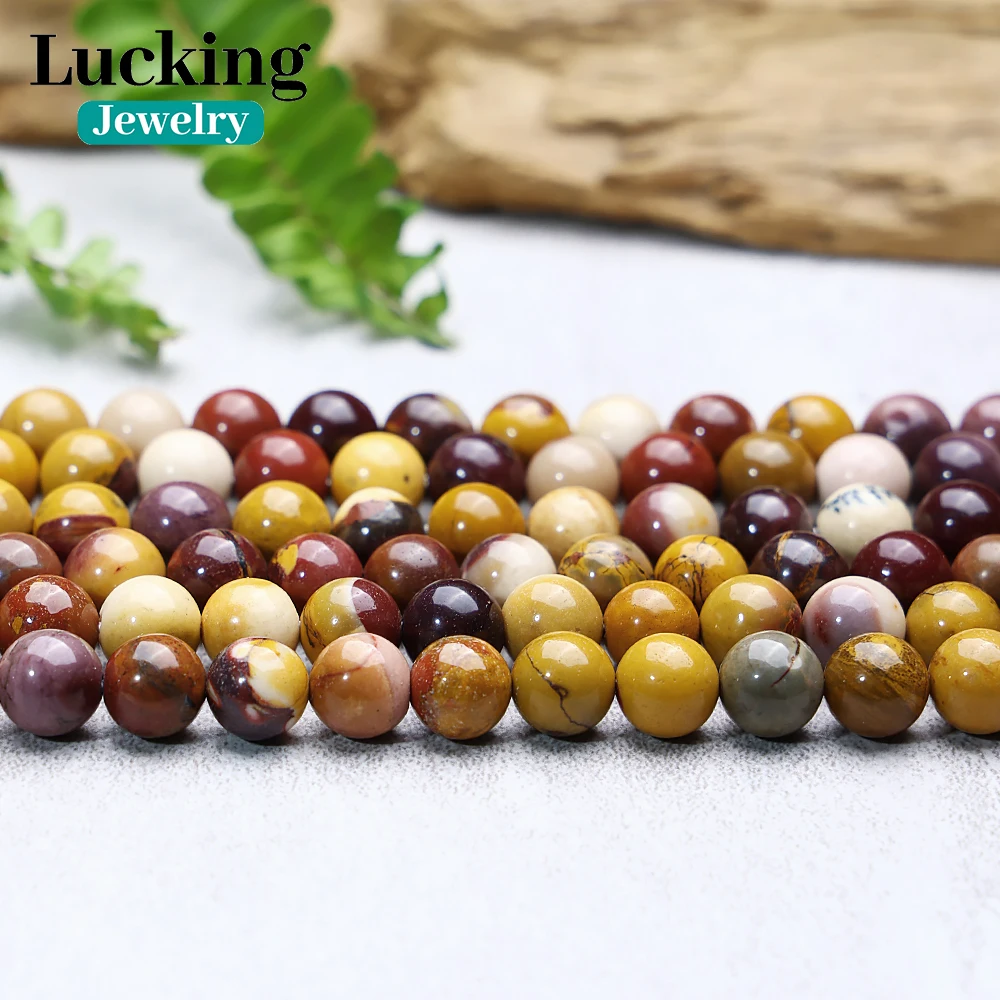 Natural Moukaite Stone Beads 4-10mm Loose Yellow Jasper Beads For Jewelry Making DIY Bracelets Necklace Strand