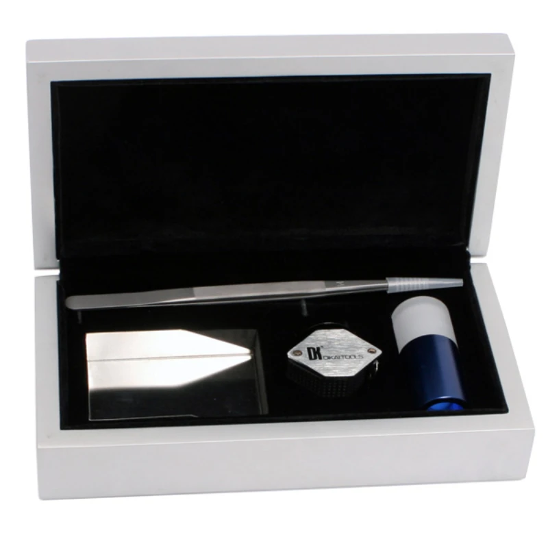 

Deluxe Diamond Tool Kit GemTrue Jeweller Compact Loose Diamond 10x Triplet Loupe Gem HA scope Stone Cloth Tweezers