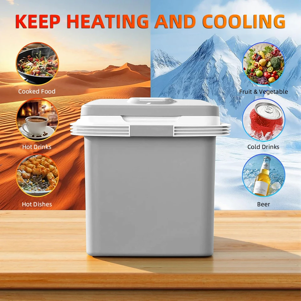 24L Car Refrigerator Cooler and Warmer Car Home Dual Use Electric Cooler Box with Handle Portable Mini Fridge for Camping Travel