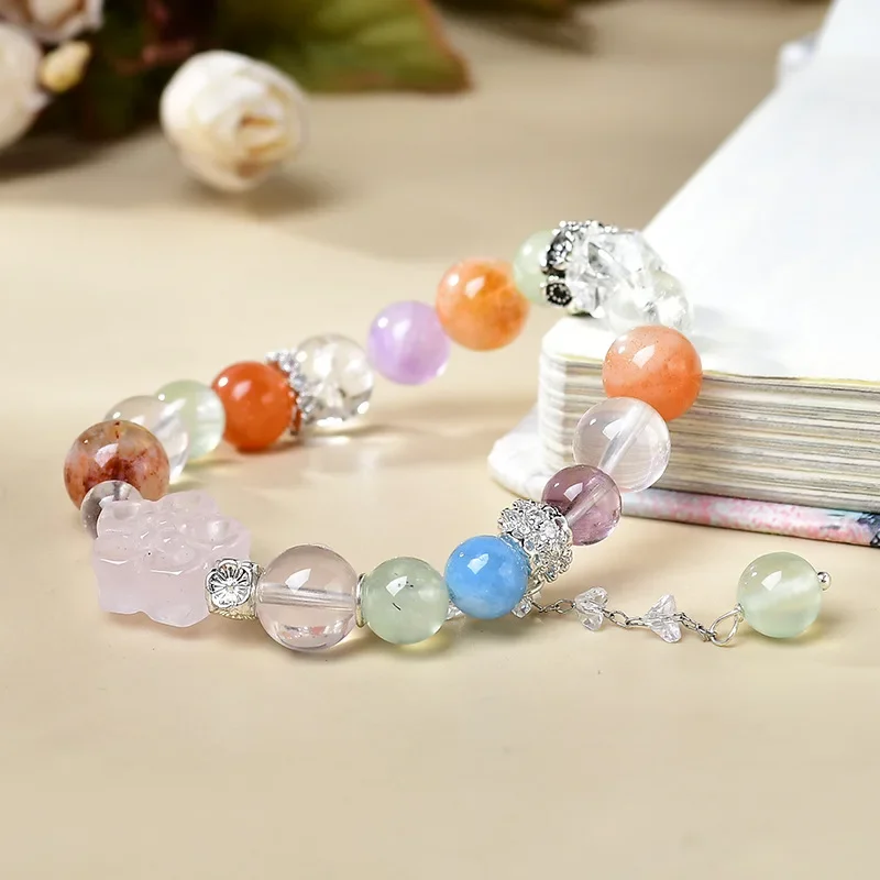 الفلوريت الطبيعي سيترين جمشت Duobao سوار المرأة الخفيفة الفاخرة الأزياء محظوظ سوار، هدية #1