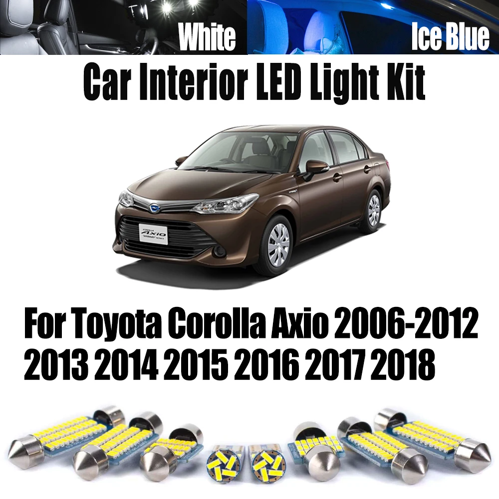 

Светодиодные внутренние купольные лампы Canbus, комплект освещения для Toyota Corolla Axio 2006-2013 2014 2015 2016 2017 2018, автомобильные аксессуары без ошибок