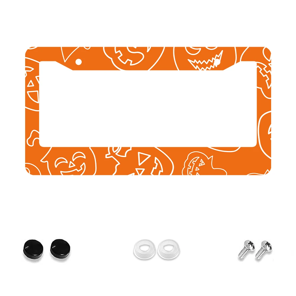 

1 шт. оранжевый тыквенный узор, рамка номерного знака с 2 отверстиями, алюминиевый материал, 6x12 дюймов с набором винтов, ретро-новинка, украшение для автомобиля