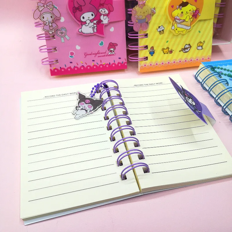 4/12pcs Sanrio Magnetic Notebook Cinnamoroll Melody Kuromi Daily Weekly Planner Agenda Weekly Stationery Office School Supplies