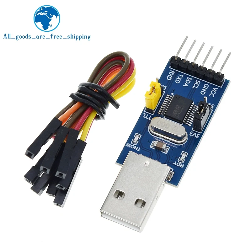 TZT CH341T 2 in 1 module 3.3V 5V USB to I2C IIC UART USB to TTL single-chip serial port downloader