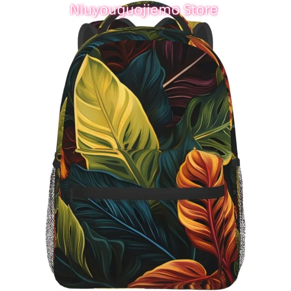 漫画かわいい葉植物軽量ラップトップバックパック軽量多目的旅行カジュアルデイパックユニセックスカレッジバックパック用