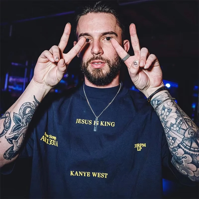 Kanye West T-Shirt Jesus Is King Bedrucktes T-Shirt für Männer und Frauen Baumwolle Locker Lässig Kurzarm T-Shirt Herren T-Shirt Herrenbekleidung – Detail 13