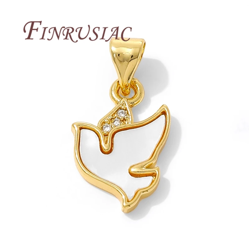 18K Gold Plated Natural Shell Charms For Jewelry Making,Brass Birds Pendants Charm For Necklaces Jewelry Accessories
