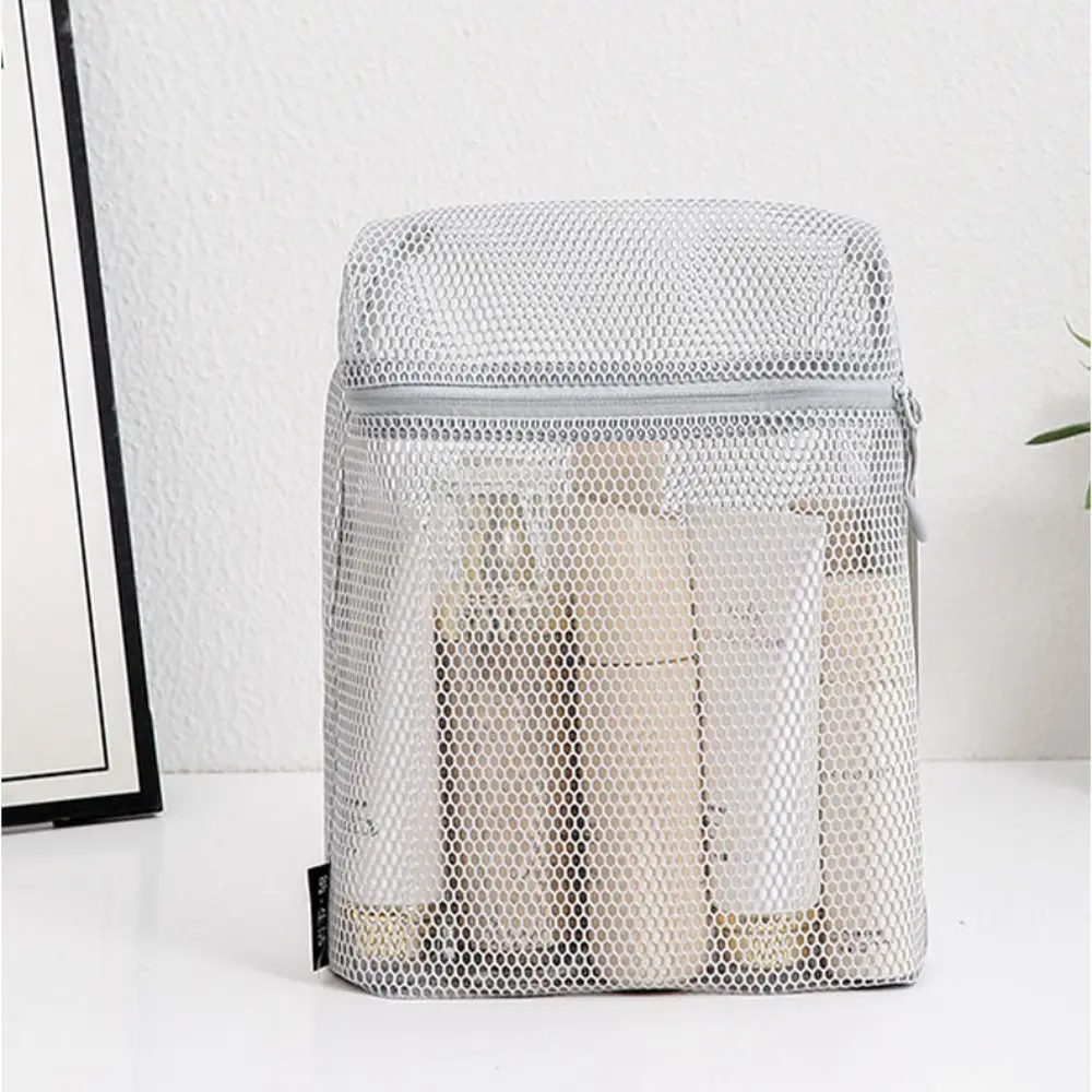 Casual Nylon Storage Pouch With Zipper Mesh Mesh Pouch Hand-held Multipurpose Cosmetic Bag Travel
